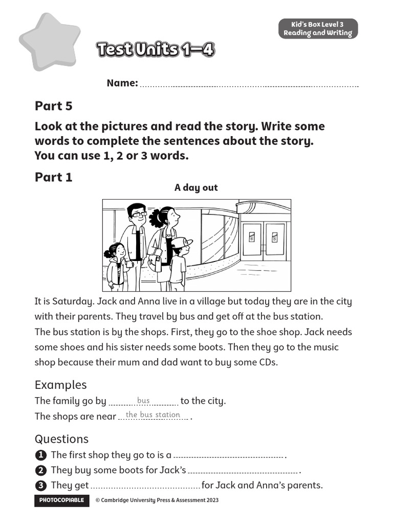 Kid's Box 3 Activity Test Units 1-6 | PDF