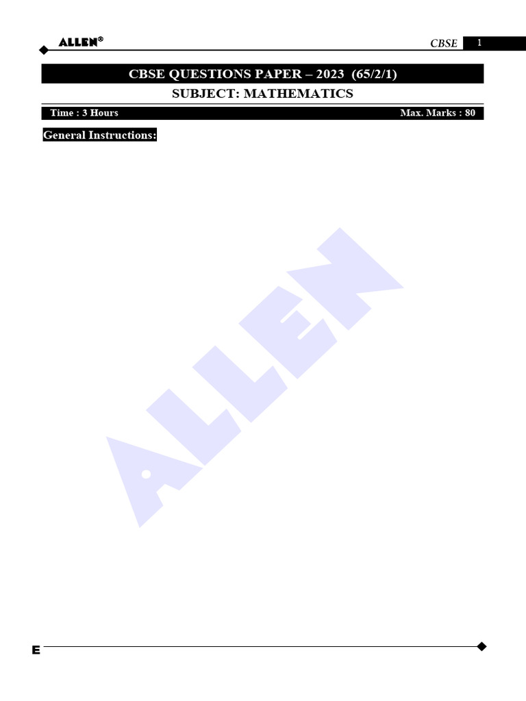 Class 9 Maths Compartment Paper 2023 | PDF | Multiple Choice | Algebra