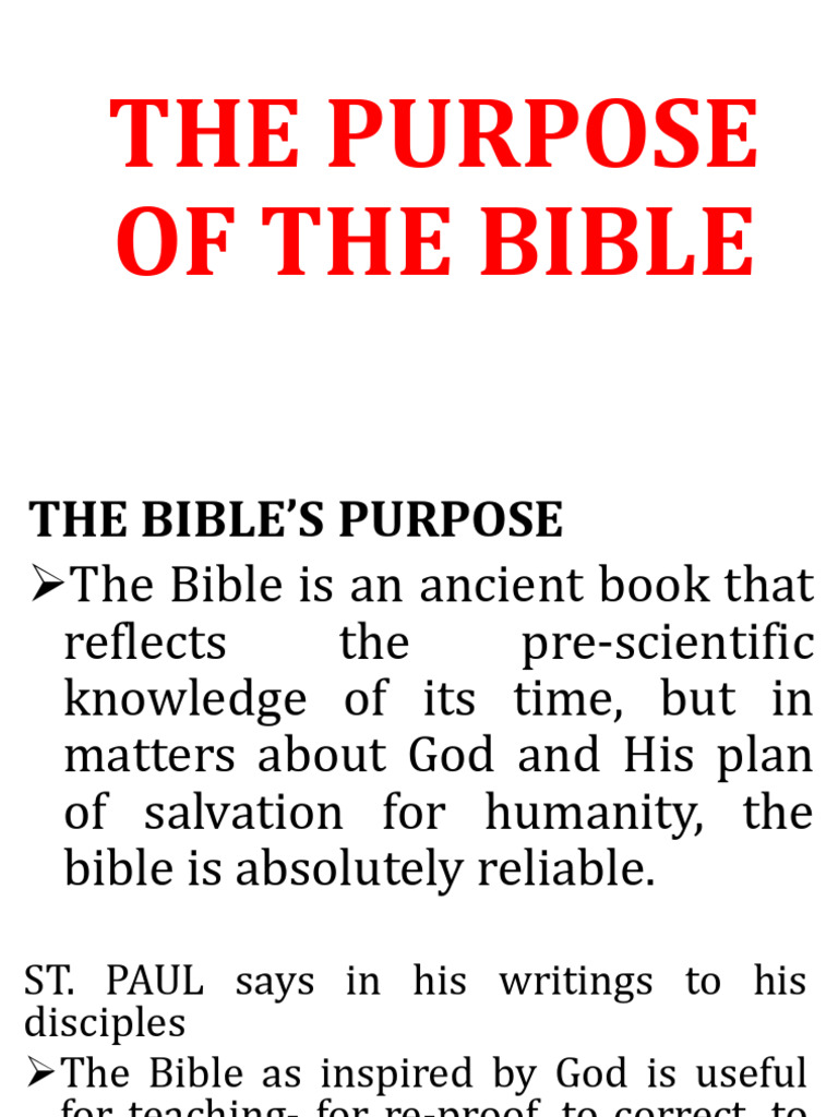 Understanding the Bible's Purpose PDF