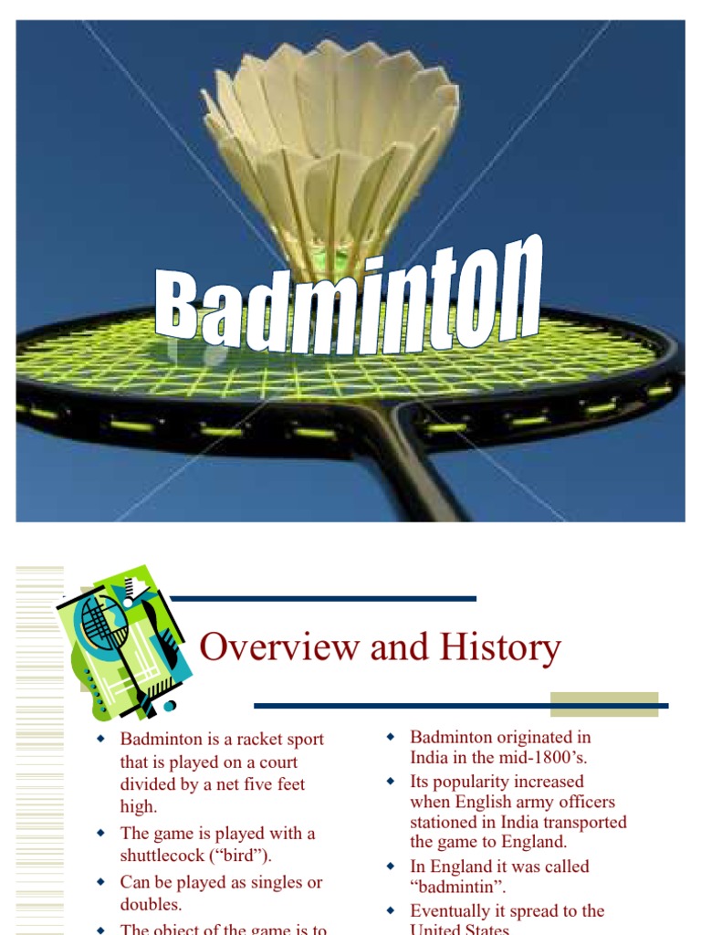 physical education project on badminton ppt