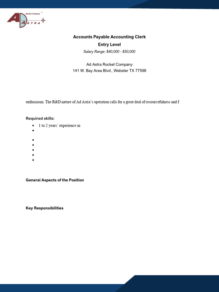 Accounting Clerk Accounts Payable - Job Posting - 2024 | PDF | Accounts ...
