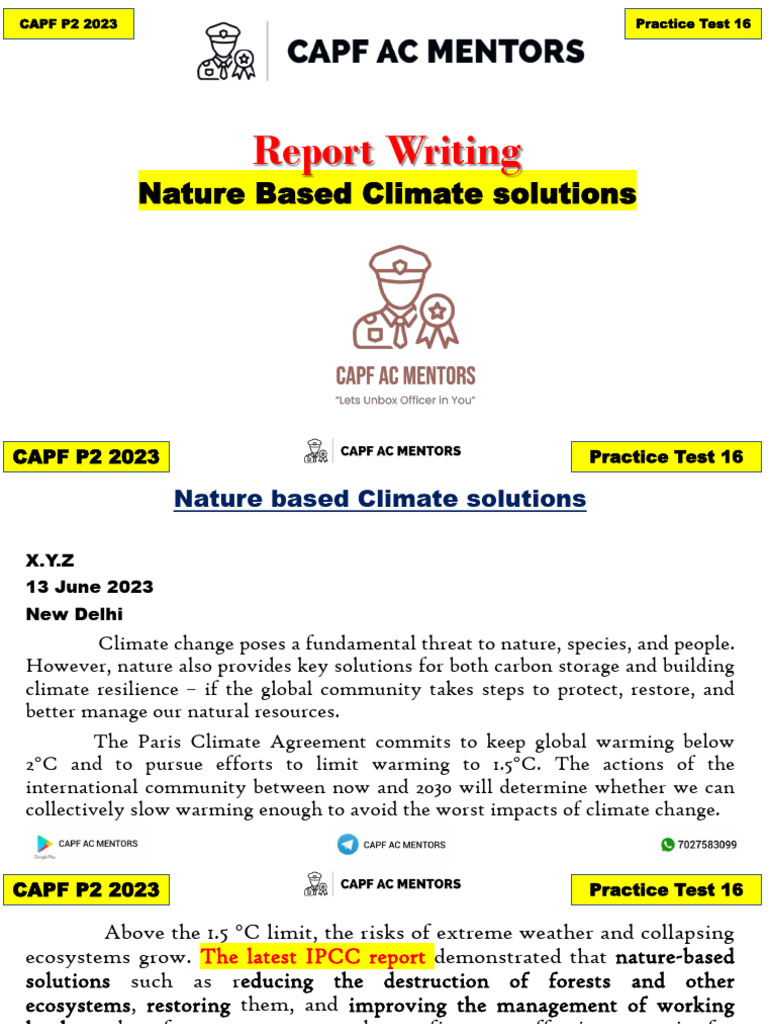 Nature-Based Climate Solutions Overview | PDF | Climate Change ...