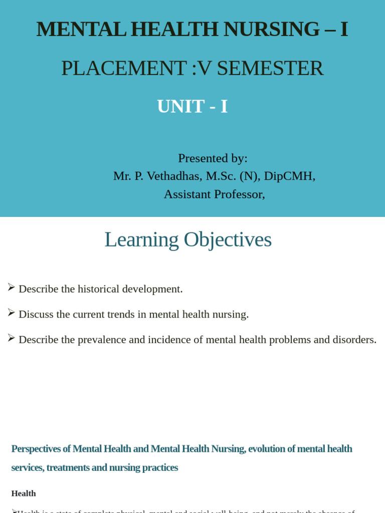 Evolution of Mental Health Nursing | PDF | Psychiatry | Mental Health