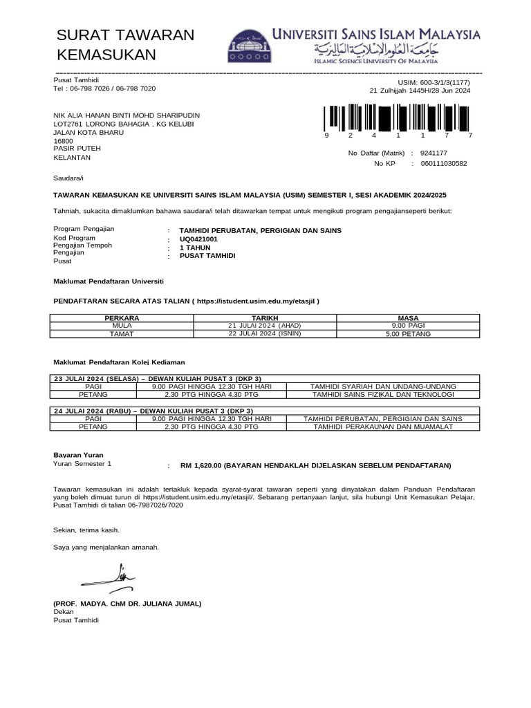 Surat Tawaran Usim | PDF
