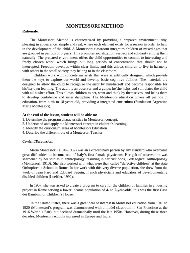 Understanding the Montessori Method | PDF | Montessori Education | Teachers