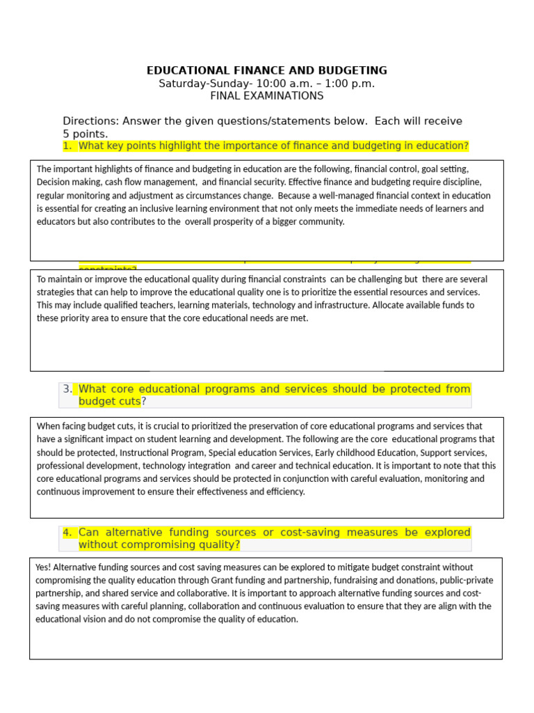 Educational Finance and Budgeting Strategies | PDF | Budget | Learning