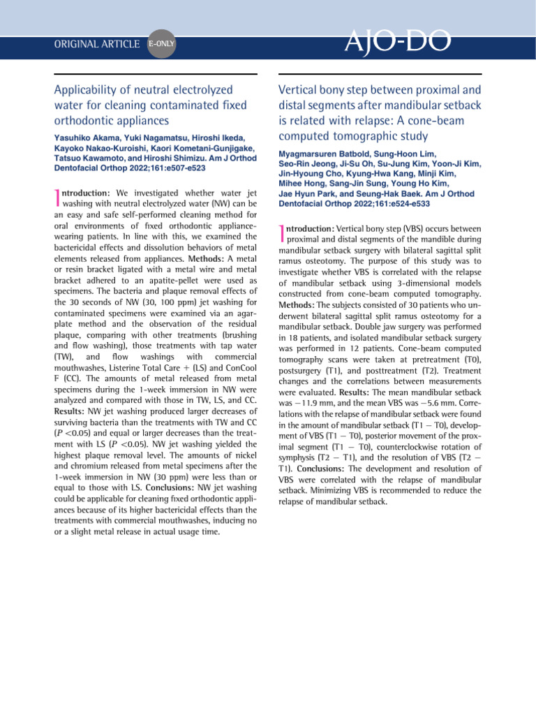 Neutral Electrolyzed Water for Orthodontic Cleaning | PDF ...