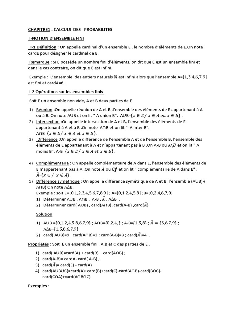 Cardinal et opérations sur ensembles | PDF | Ensemble (Mathématiques ...
