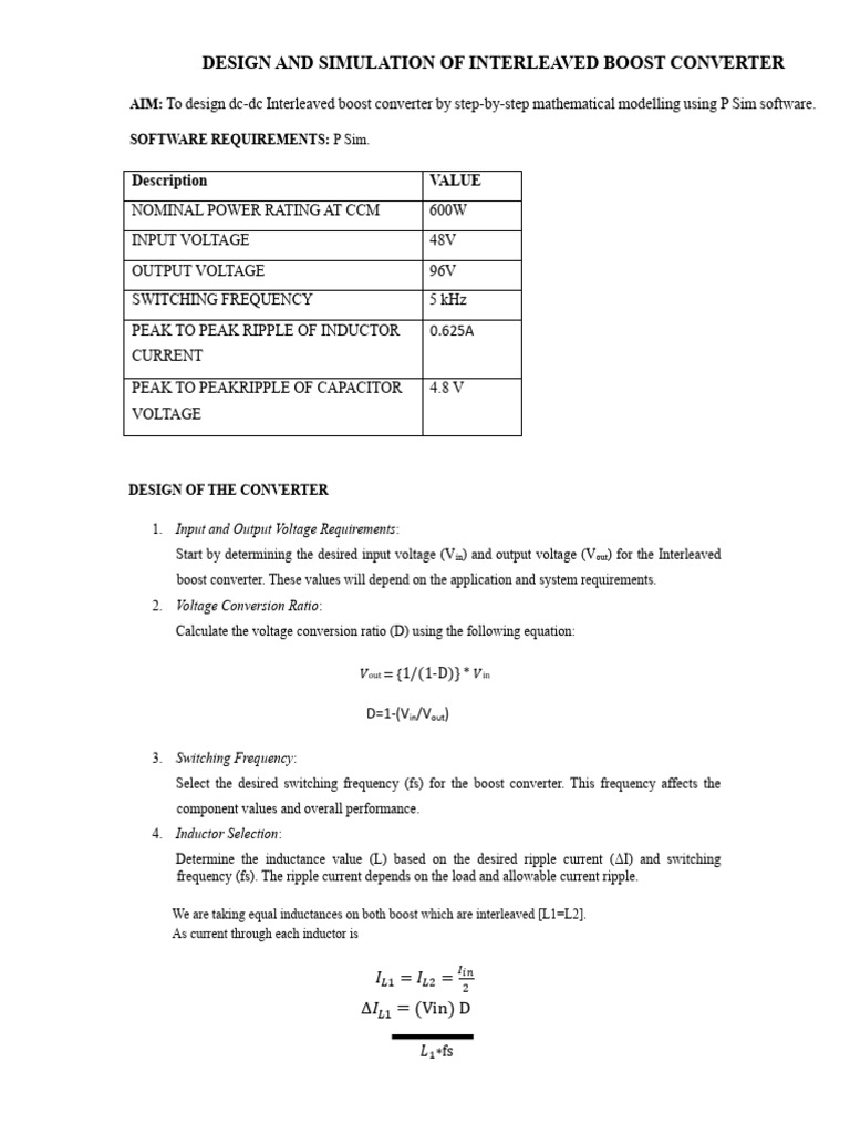 design and simulation of Interleaved boost converter | PDF | Inductance ...