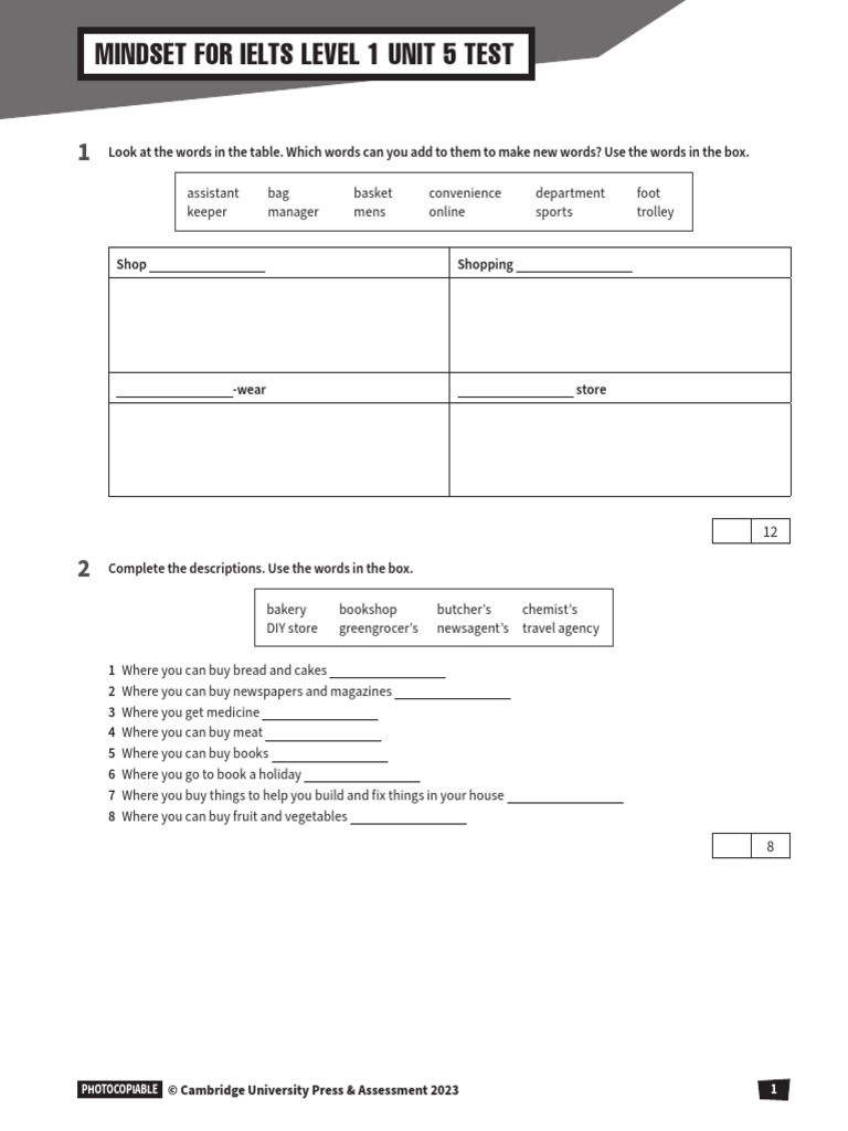 IELTS Level 1 Unit 5 Test Guide | PDF | Online Shopping | International ...