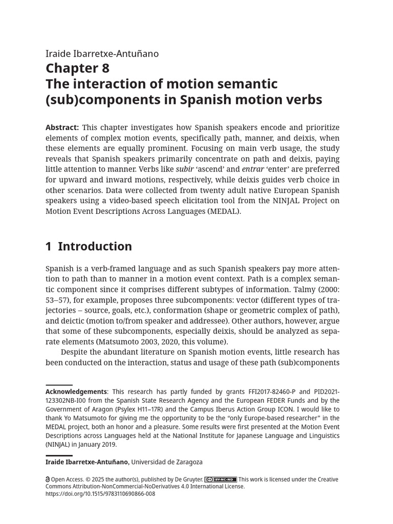 Chapter 8 The Interaction of Motion Semantic Subco | PDF | Spanish ...