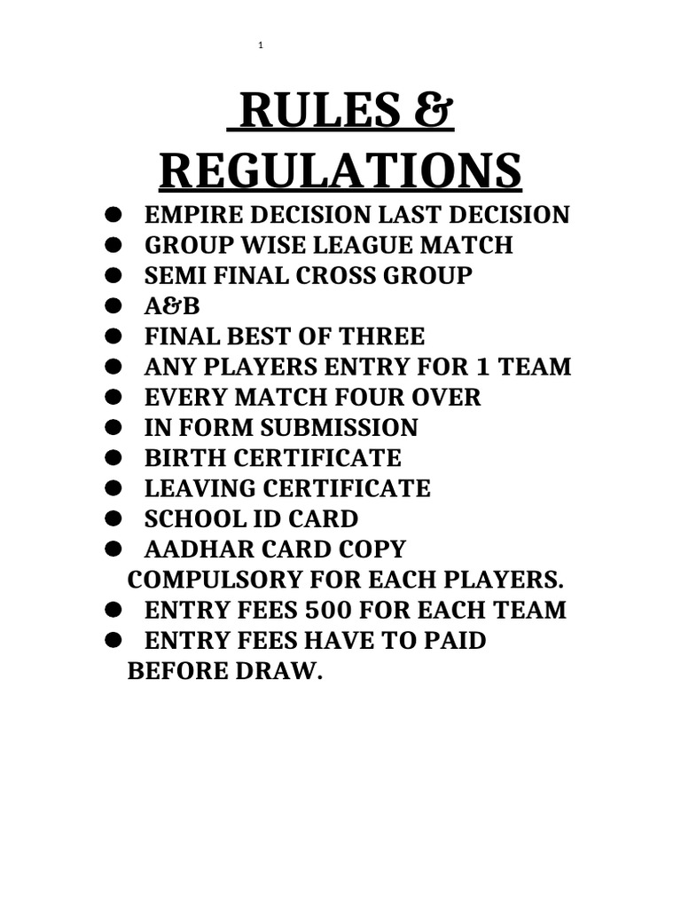 School Cricket Tournament Rules | PDF