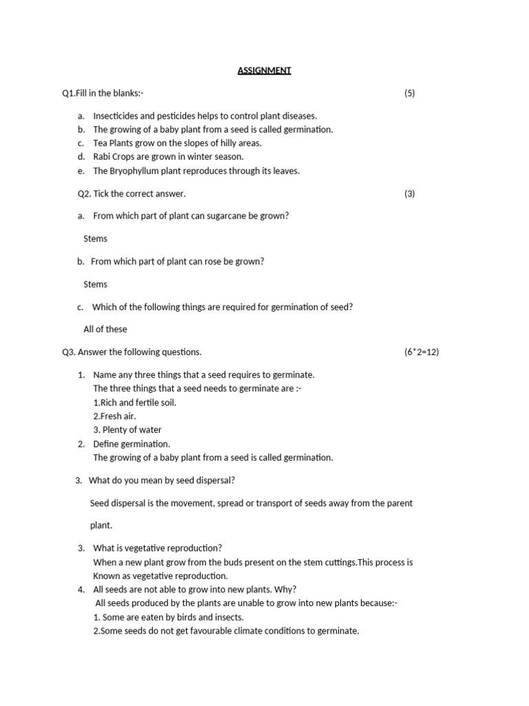 Plant Growth and Reproduction Quiz | PDF