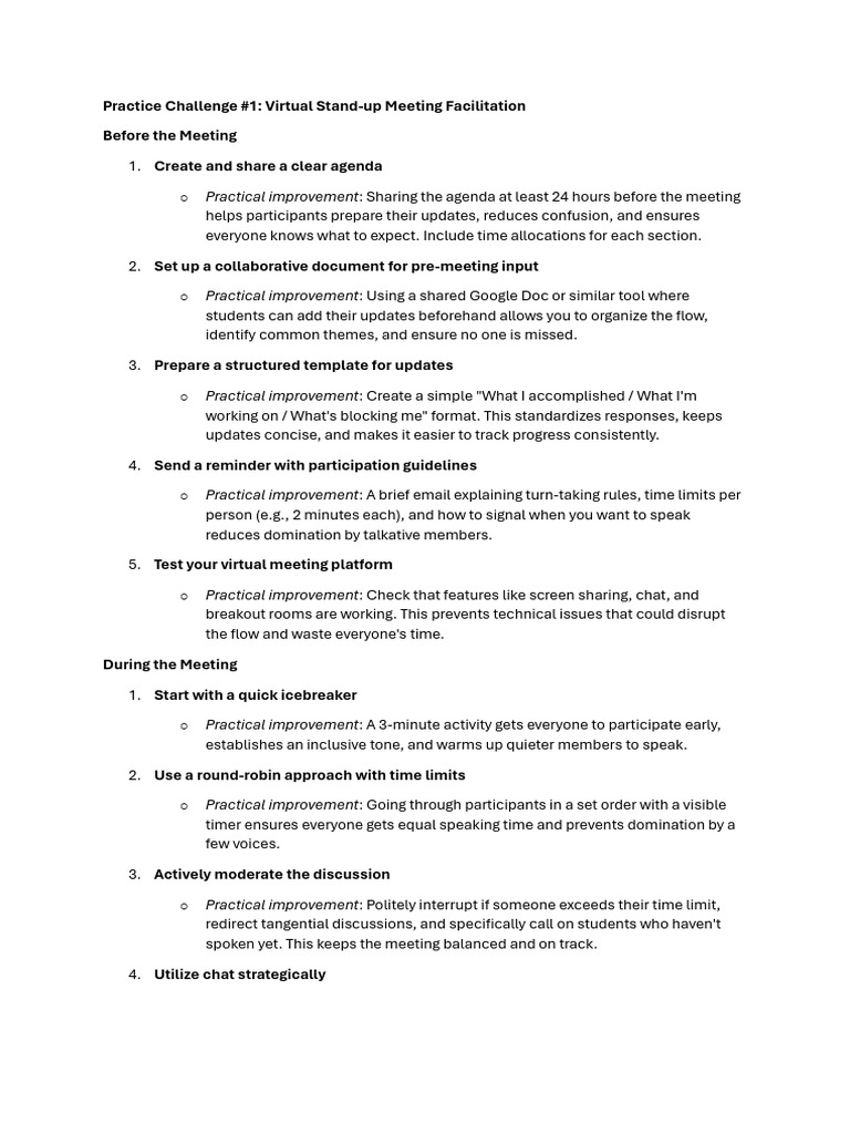 Virtual Meeting Facilitation Tips | PDF | Information Technology ...