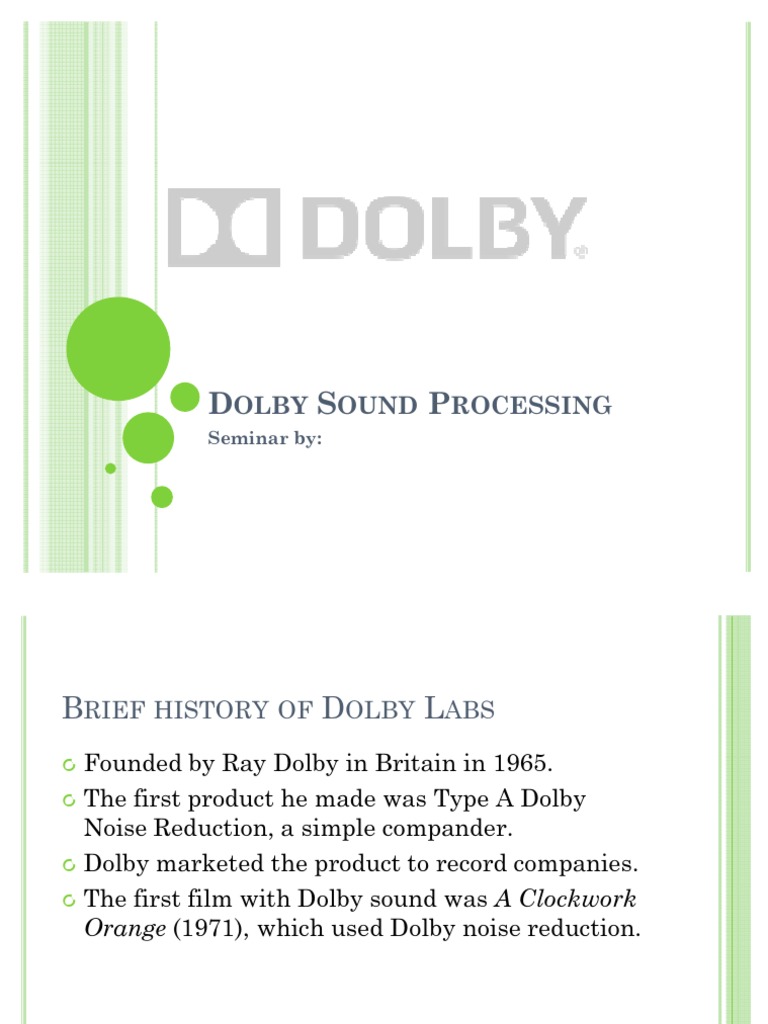 Seminar On Dolby Sound Processing PDF