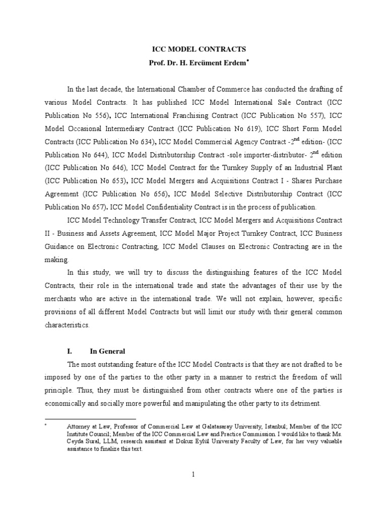 Overview of ICC Model Contracts | PDF | Alternative Dispute Resolution ...