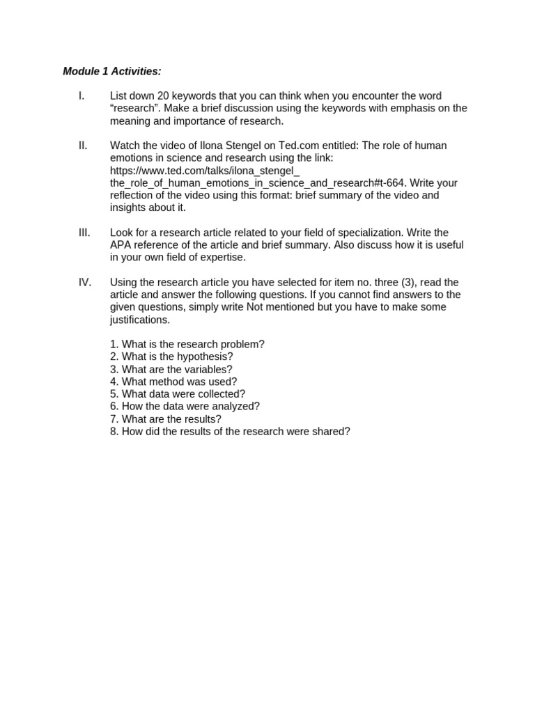 Activities- Module 1-1 | PDF