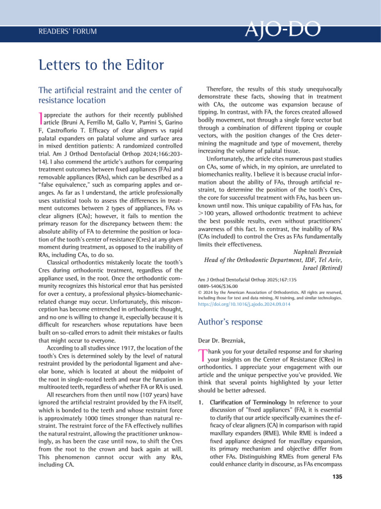 Picture of Author' S-Response Ymod 14 | PDF | Orthodontics | Dentistry Branches