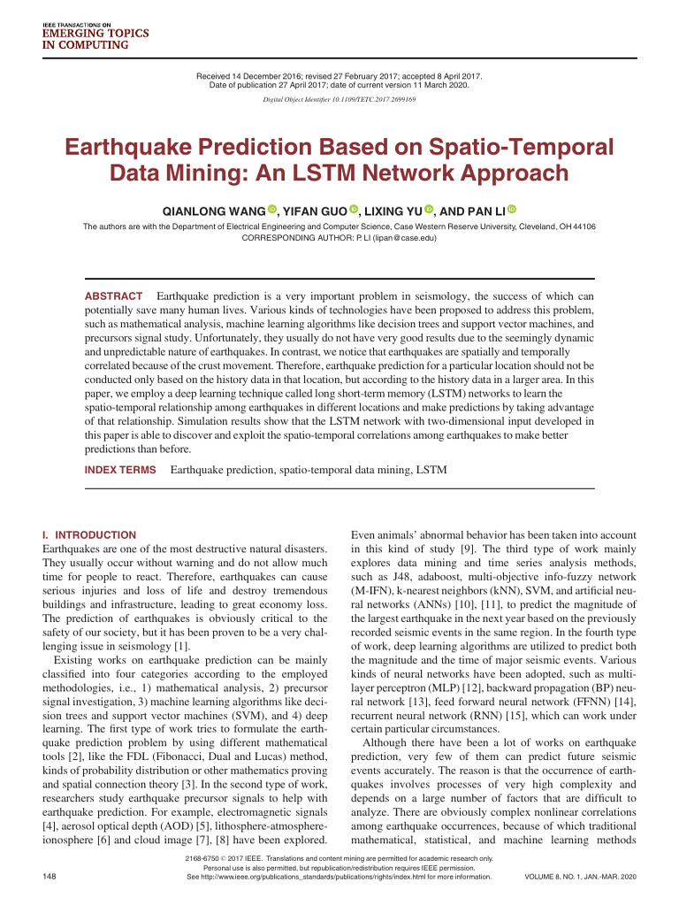 LSTM-Based Earthquake Prediction Model | PDF | Earthquakes | Machine ...