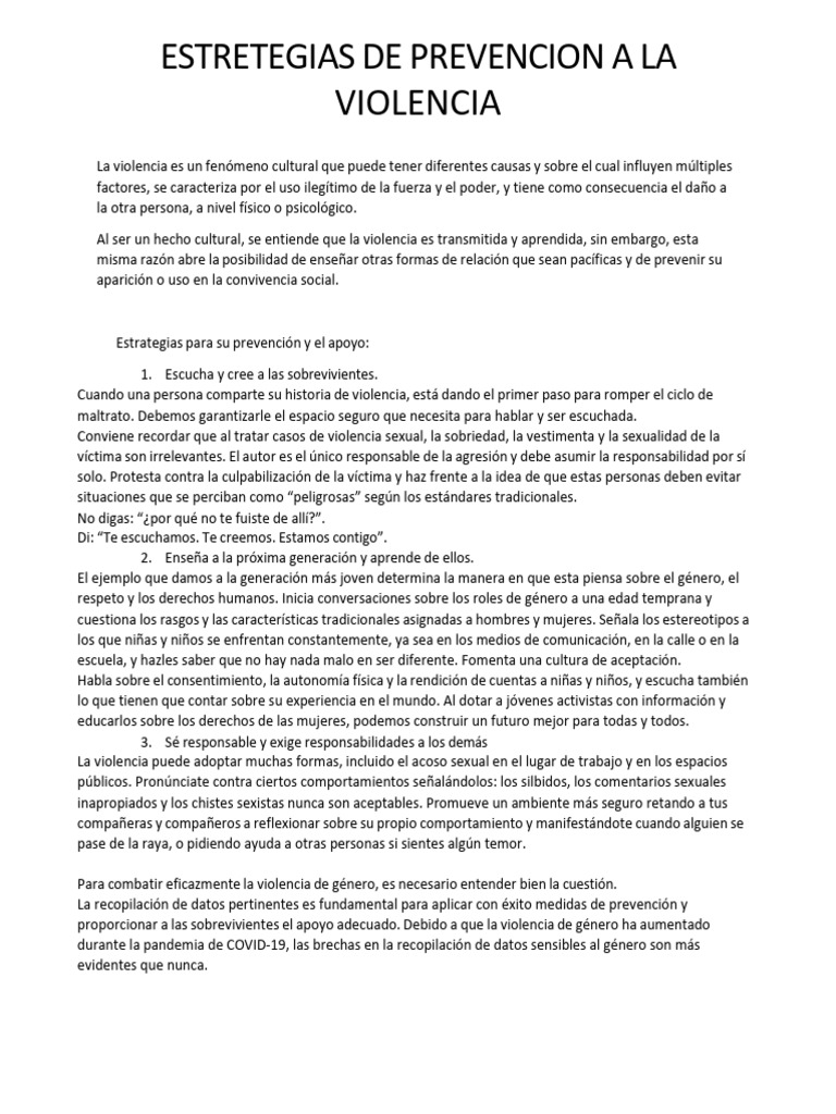 Estrategias para Prevenir la Violencia | PDF | Violencia | Abuso infantil