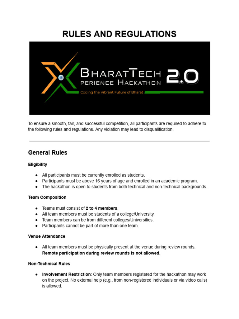 Hackathon Eligibility and Rules | PDF | Evaluation