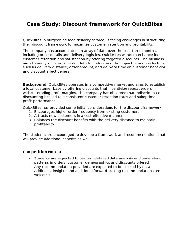 Case Study 1 - Discount Framework For QuickBites | PDF