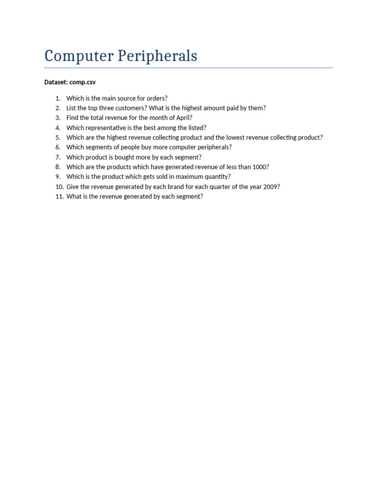 Computer Peripherals Sales Data | PDF