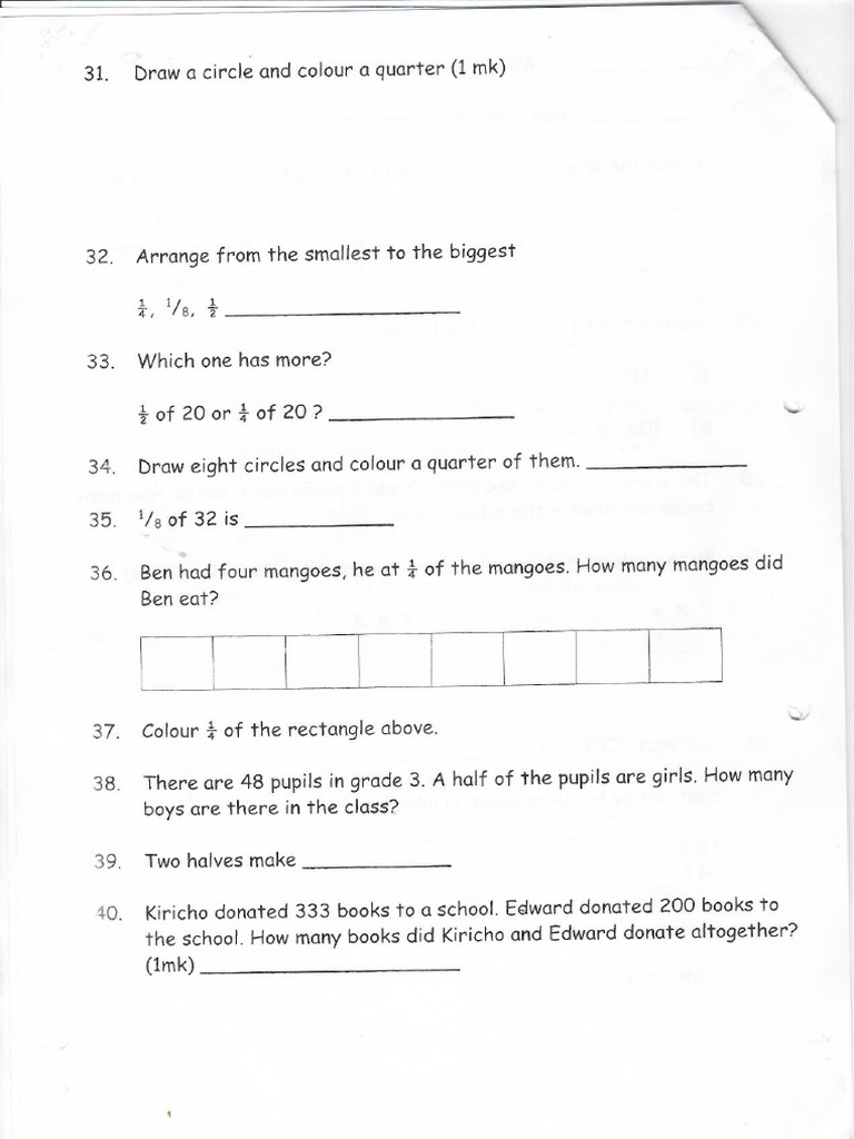 Grade 3 - Mathematics Assignment | PDF