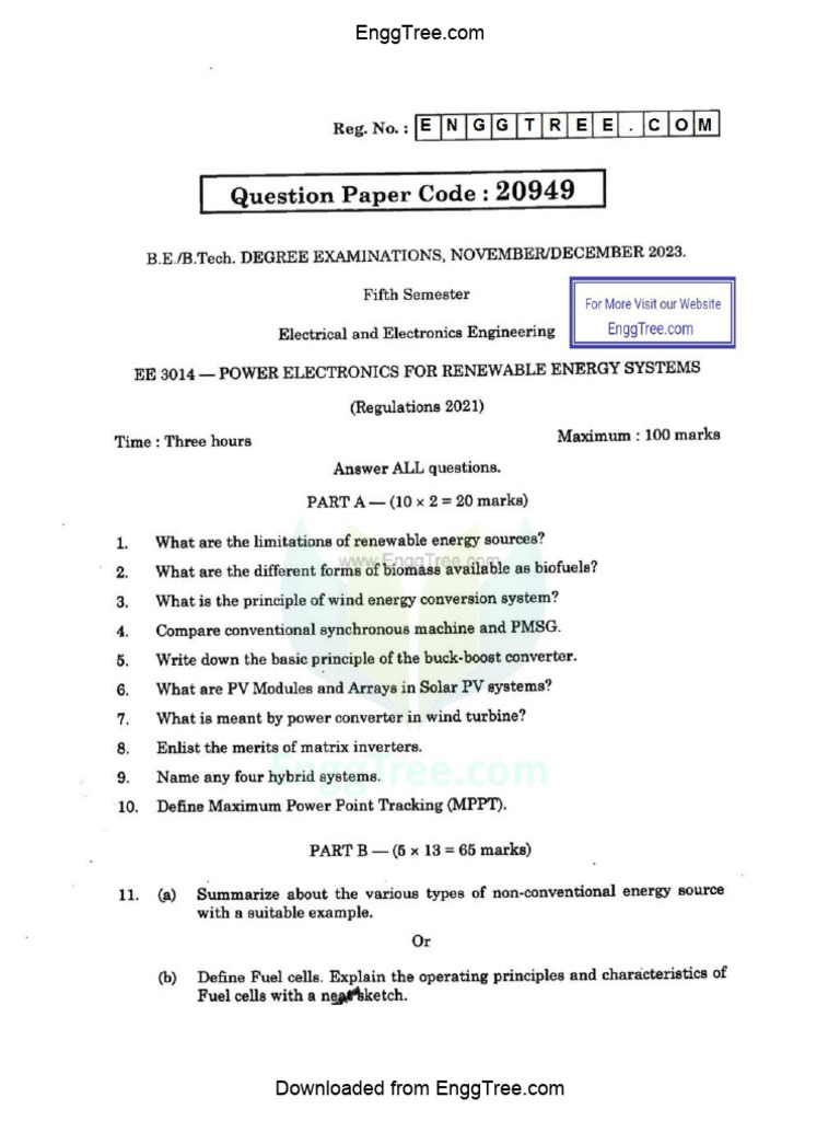 EE3014 Power Electronics For Renewable Energy Systems Nov Dec 2023 ...