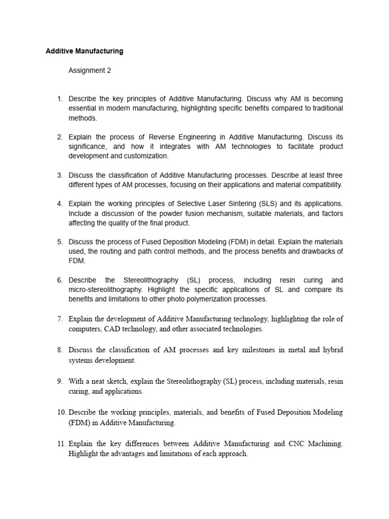 Additive Manufacturing - Assignment 2 | PDF