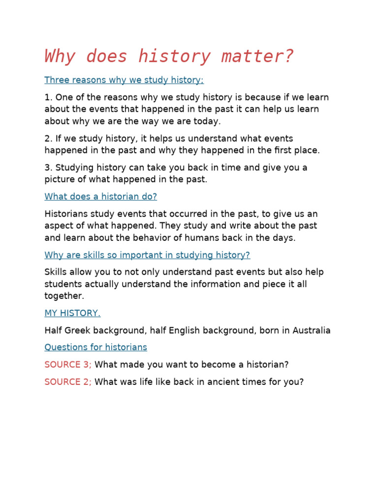 Why Does History Matter | PDF