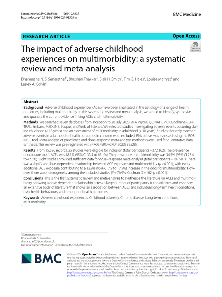 90 - The Impact of Adverse Childhood Experiences On Multimorbidity ...