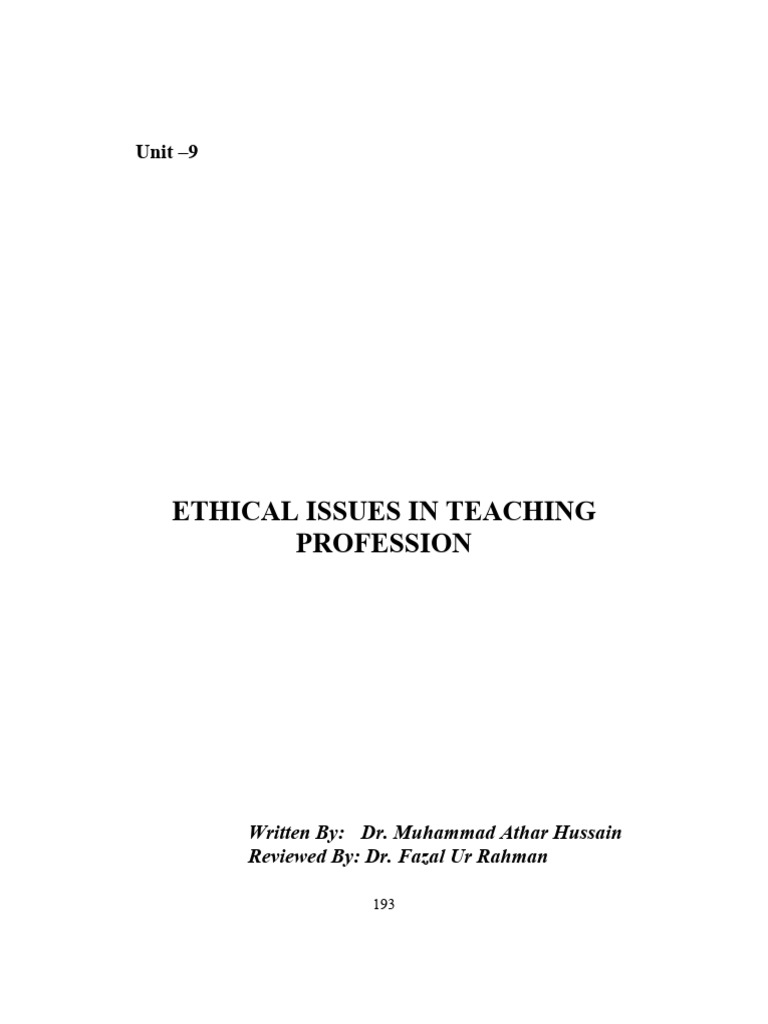Ethical Challenges in Teaching Profession | PDF | Morality | Teachers