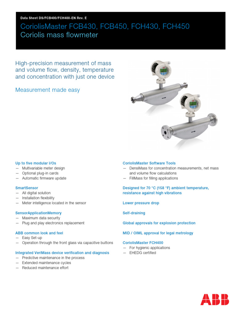 CoriolisMaster FCB/FCH Series Flowmeters | PDF | Flow Measurement ...