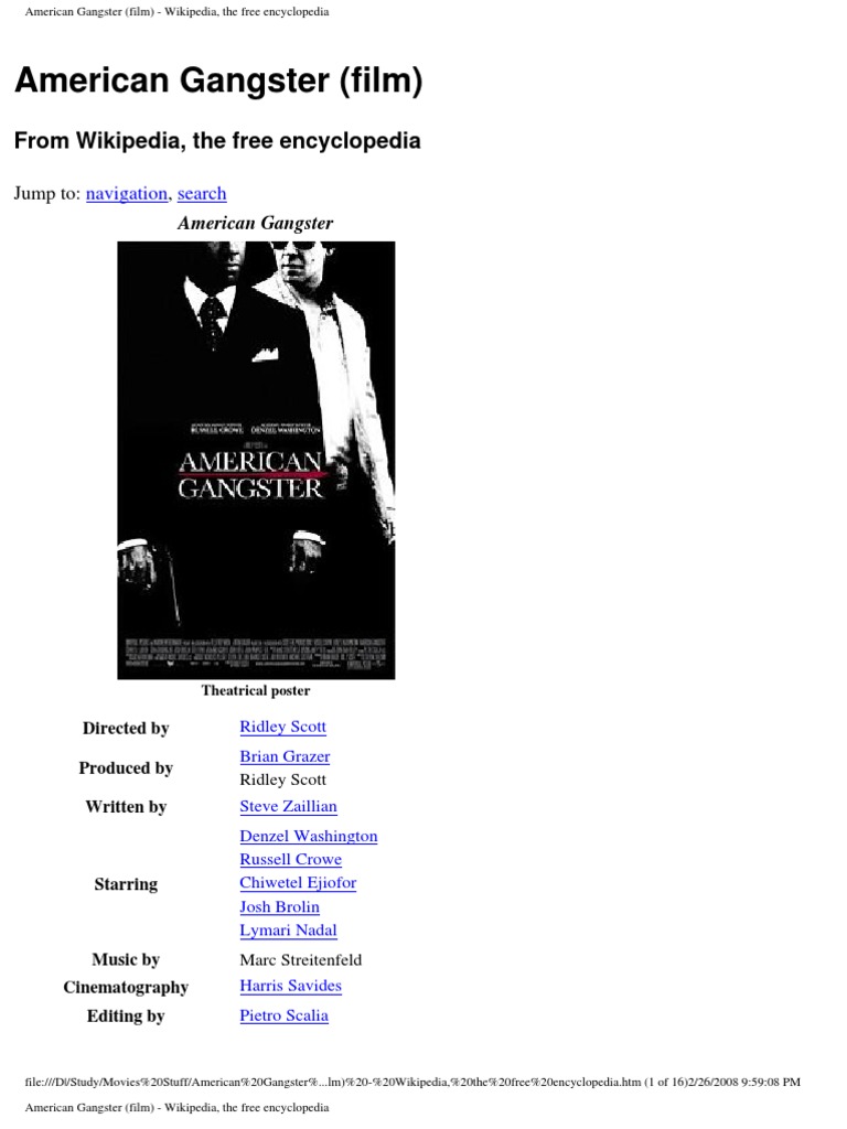 American Gangster Film Wikipedia Leisure
