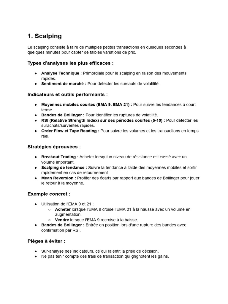 Techniques de Scalping Efficaces | PDF