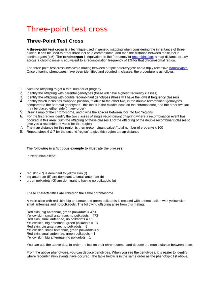 Three-Point Test Cross Explained | PDF | Genetic Linkage | Genotype
