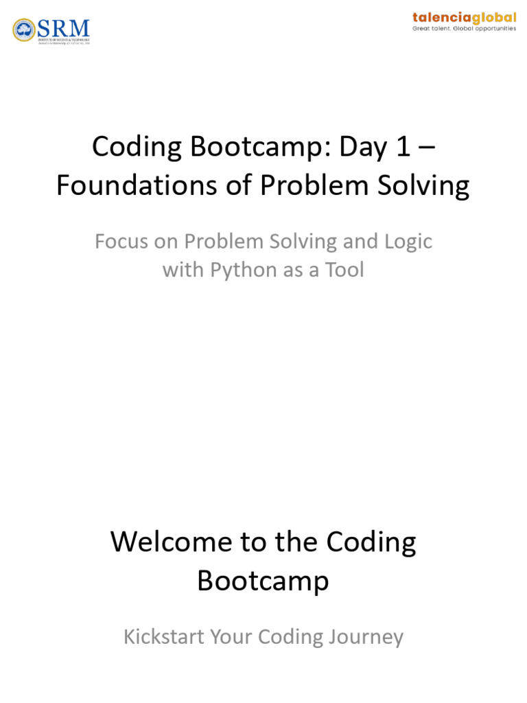 Coding Bootcamp Day 1: Problem Solving with Python | PDF | Boolean Data ...
