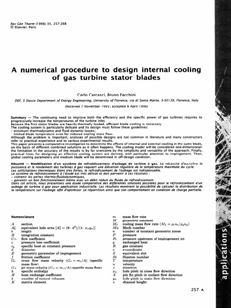 Internal Cooling Design for Gas Turbines | PDF | Fluid Dynamics | Heat ...