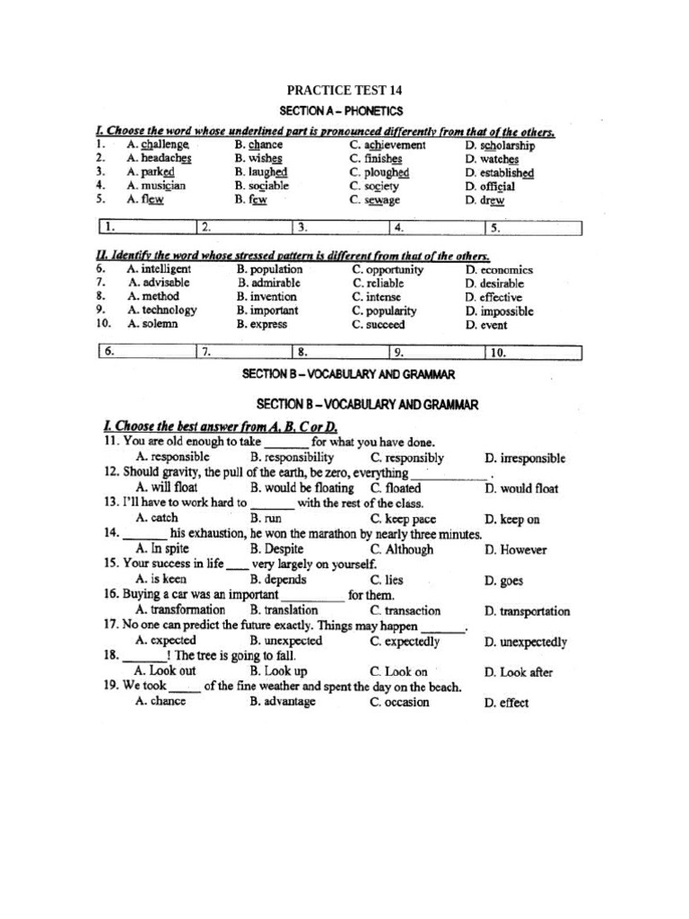 Practice Test 14 | PDF