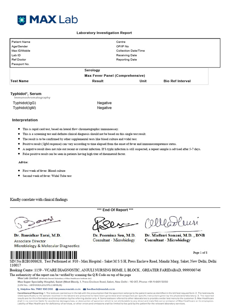 Max Fever Panel (Comprehensive) - 46317 | PDF | Human Diseases And ...