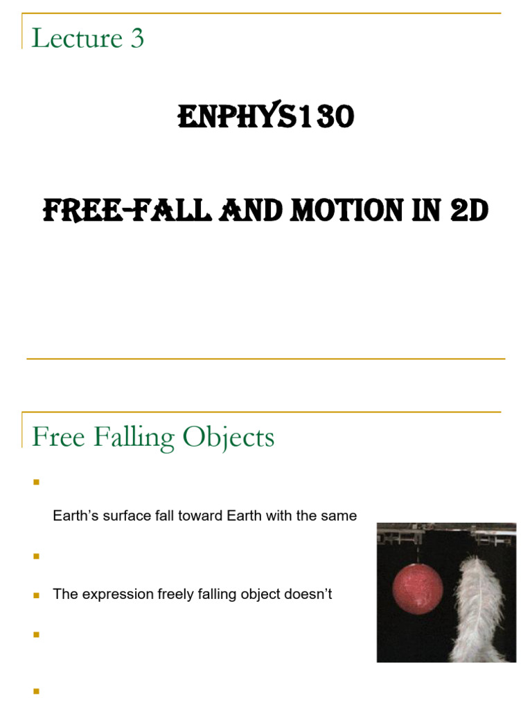 Free Fall and Projectile Motion Basics | PDF | Physical Quantities ...