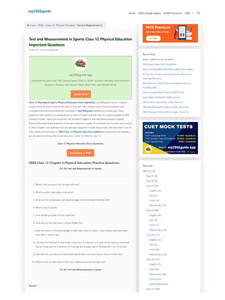 Screencapture Mycbseguide Blog Test and Measurement in Sports Class 12 ...