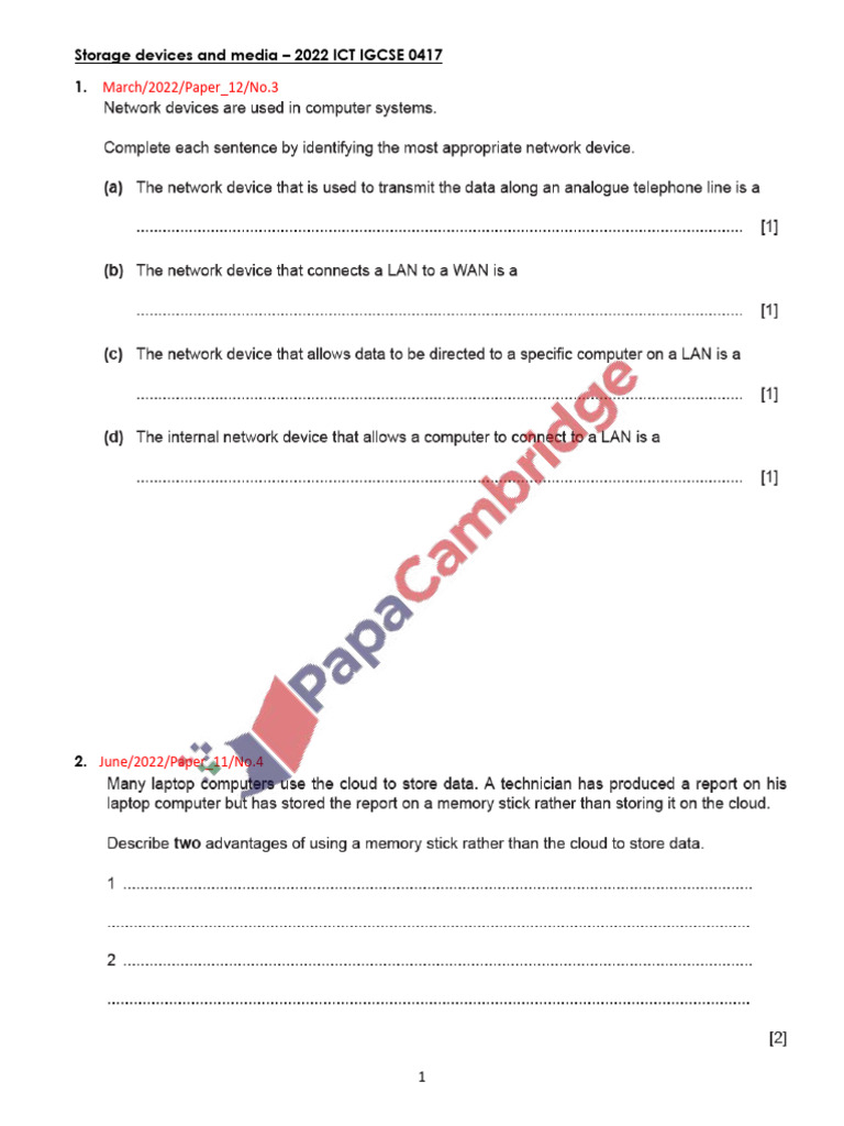 2022 Storage Devices and Media IGCSE 0983 | PDF