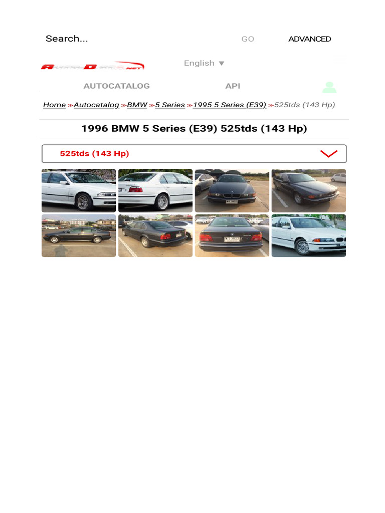 1996 BMW 5 Series (E39) 525tds (143 HP) - Technical Specs, Data, Fuel ...