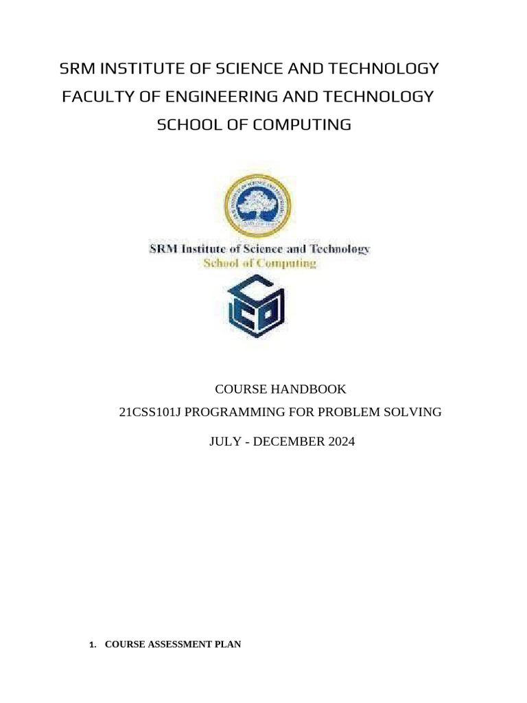 SRM 2024 Programming Course Handbook | PDF | Multiple Choice