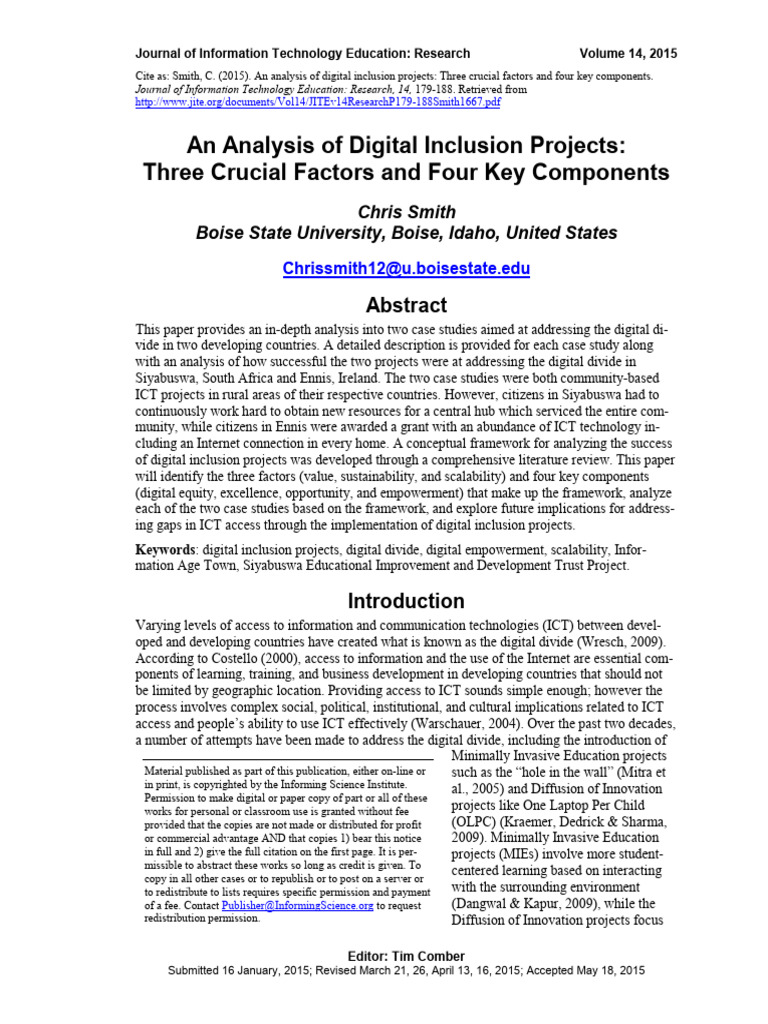 An Analysis of Digital Inclusion Projects | PDF | Empowerment ...
