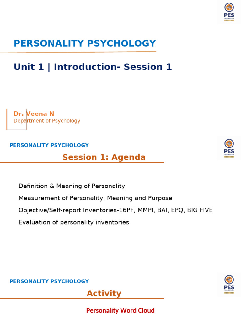 Personality Psy Session 1 | PDF | Personality Psychology | Psychology
