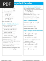 Important Formulas: Data Description Discrete Probability Distributions