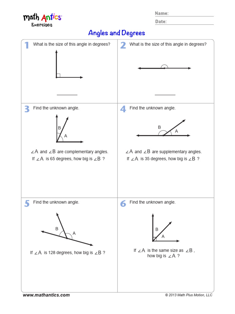 Exercises AnglesAndDegrees | PDF